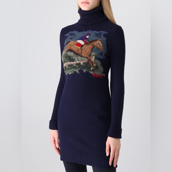 Polo Ralph Lauren Dresses & Skirts - VINTAGE - Polo Ralph Lauren Wool Cashmere Equestrian Turtle Neck Sweater Dress